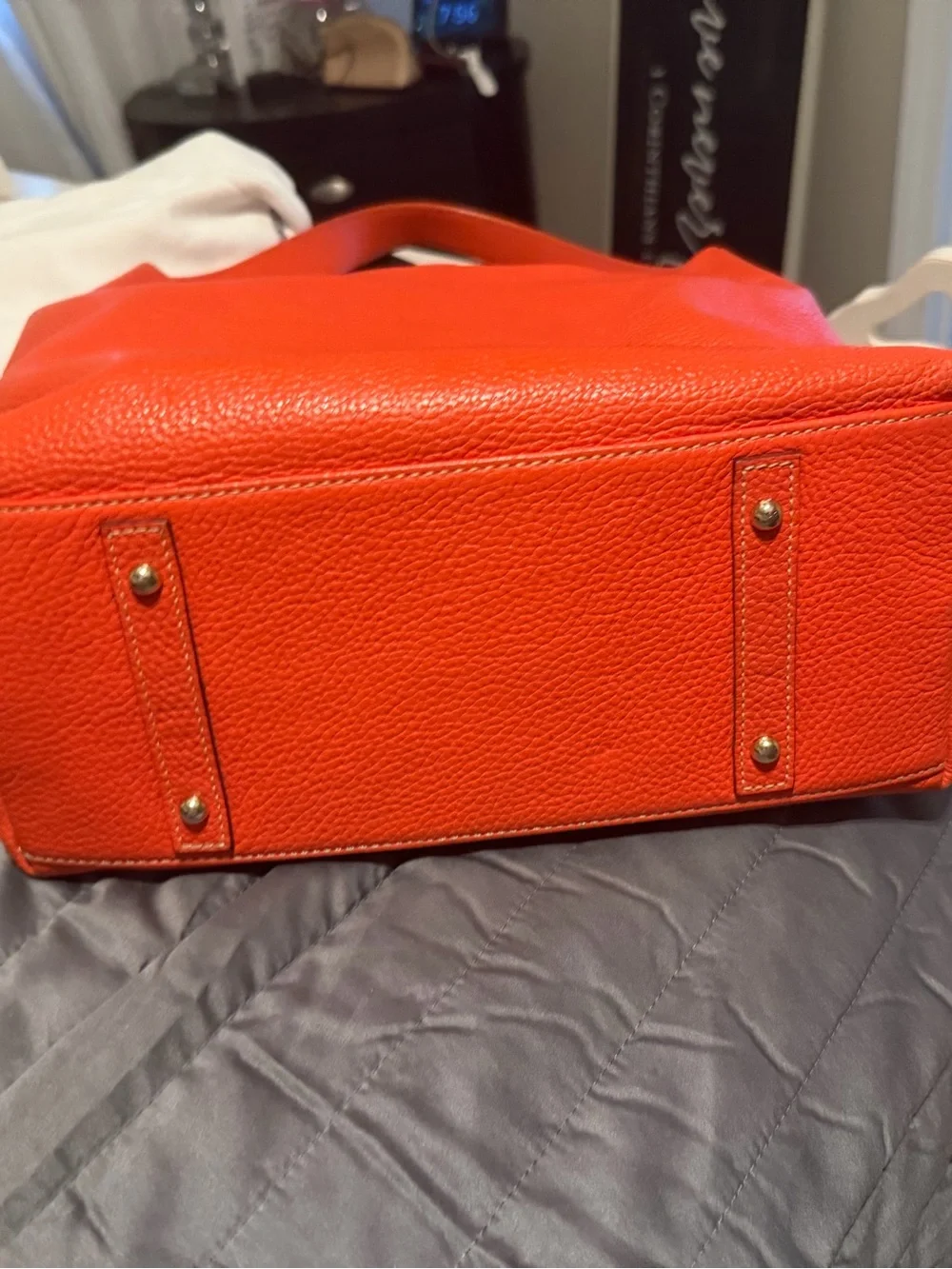 Orange Leather Hobo Shoulder Bag Dooney and Bourke plus change purse & keychain